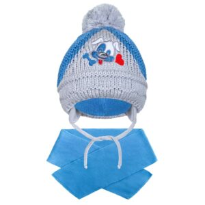 Winter baby muts met sjaal - Hond - Blauw - Maat 104 (3-4 jaar)