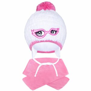 Winter baby muts met sjaal - 100% katoen - Maat 104 (3-4 jaar)