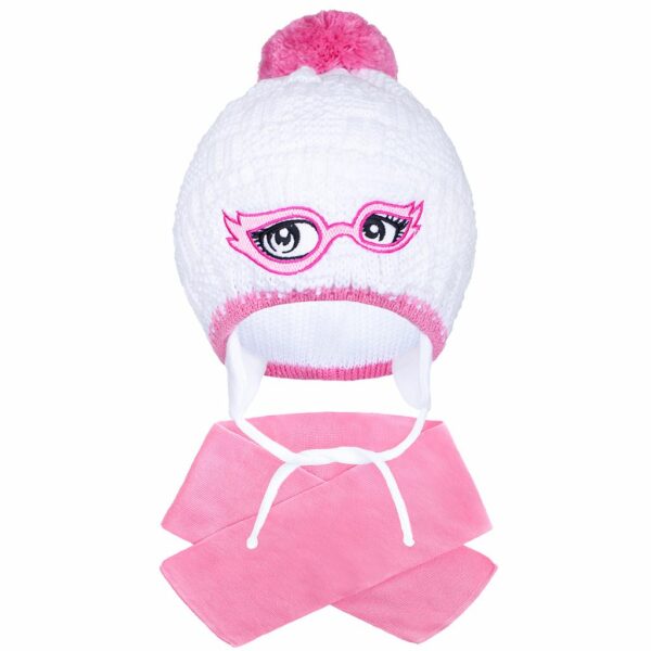 Winter baby muts met sjaal - 100% katoen - Maat 104 (3-4 jaar)