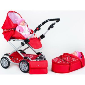 2-in-1 Poppenwagen met accessoires en verstelbare greep