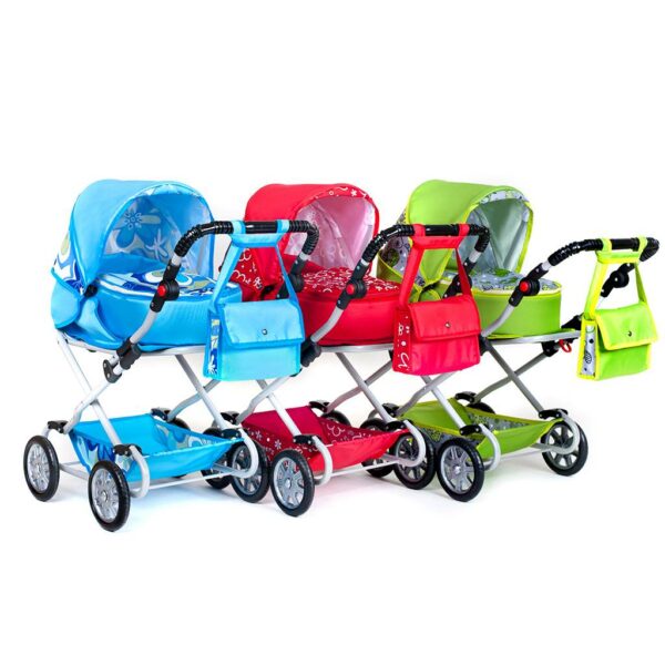 2-in-1 Poppenwagen met accessoires en verstelbare greep - Afbeelding 3