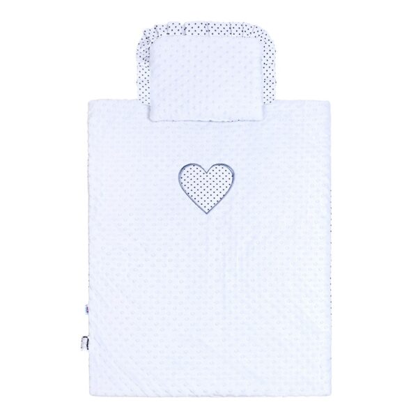 Dekbed en kussenset - Minky stippenpatroon - Babydeken