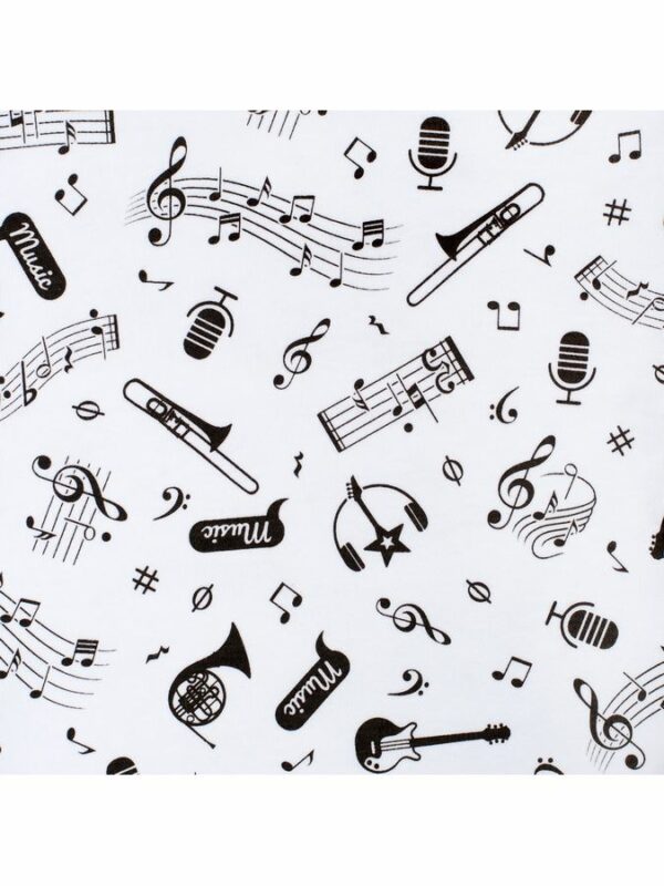 Muts - Katoen - Muziek patroon - Grijs/Wit - 0-3 maanden