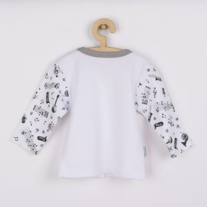 Babyvestje - Zwart-wit muzieknoten - 100% katoen - Drukknoopsluiting