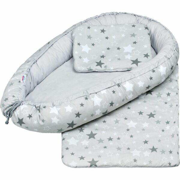 Luxe Babynestje - Wit en Grijs Sterren - Essentials - Afbeelding 2