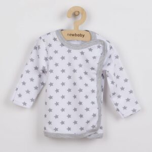 Shirt - Overslagstijl - Grijze sterren - Maat 62 (3-6 maanden)