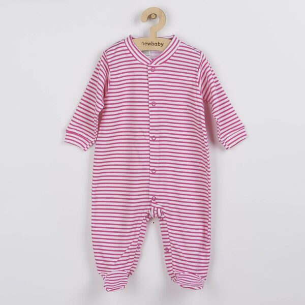 Babyromper - Lange Mouwen - Roze Witte Strepen - 100% Katoen