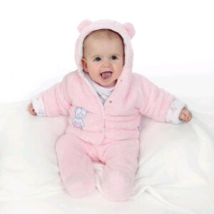 Winterjas - Soft Pink - Teddybeer Capuchon - Maat 86 (12-18 maanden)