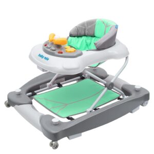 2-in-1 Loopstoel met Schommelfunctie en Siliconen Wielen