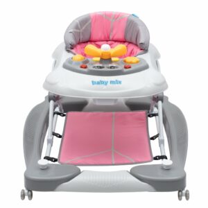 Loopstoel met Schommelfunctie – Roze – Siliconen Wielen – Geluid & Licht – Vanaf 6 Maanden