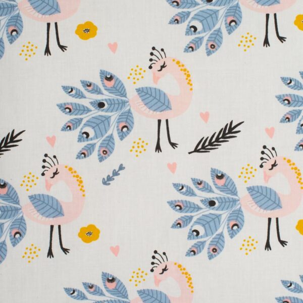 Babydeken en Kussen Set - Roze met Pauwenprint - Afbeelding 2