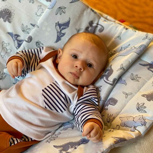 Babydeken en Kussen Set - Roze met Pauwenprint - Afbeelding 3