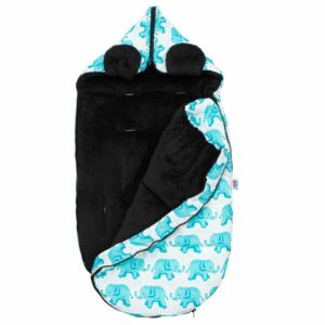 Winter voetenzak buggy - Blauw met capuchon & fleece