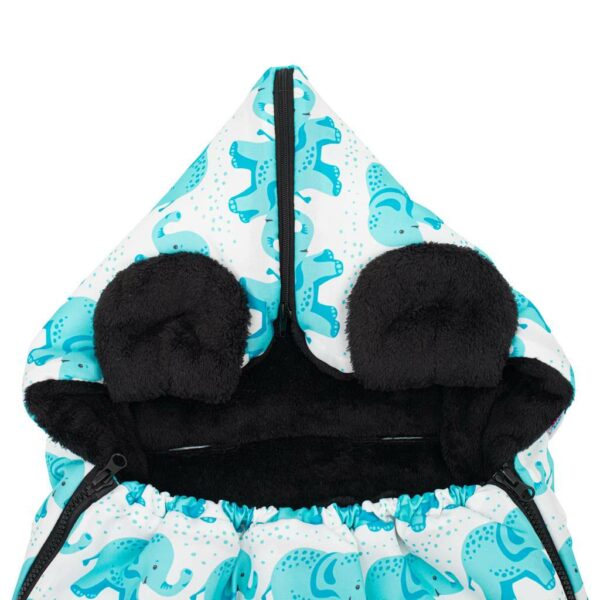Winter voetenzak buggy - Blauw met capuchon & fleece - Afbeelding 2