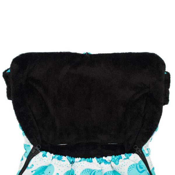 Winter voetenzak buggy - Blauw met capuchon & fleece - Afbeelding 3