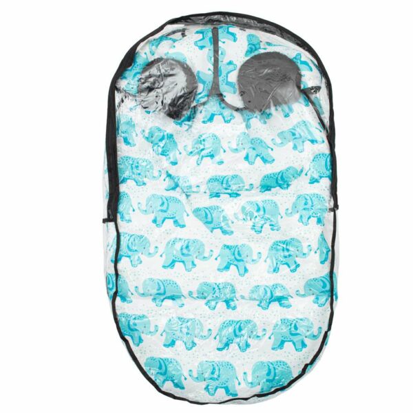 Winter voetenzak buggy - Blauw met capuchon & fleece - Afbeelding 5
