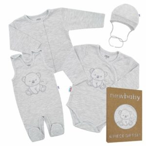 Babyset - Grijs Jasje - Romper met Lange Mouwen - Boxpakje met Mutsje