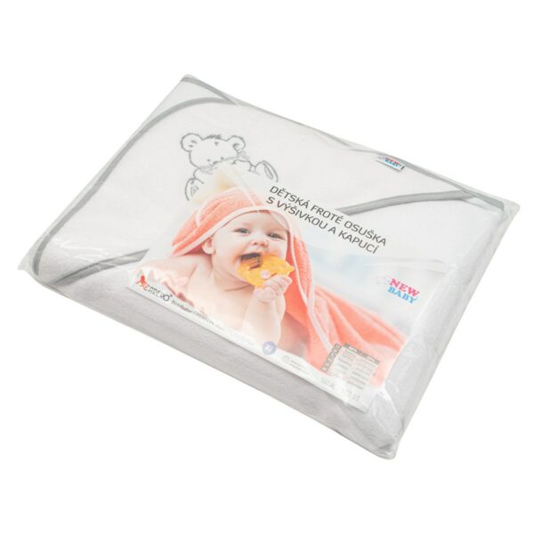 Badcape met Capuchon 100x100 cm Wit met Beer Borduring - Afbeelding 3