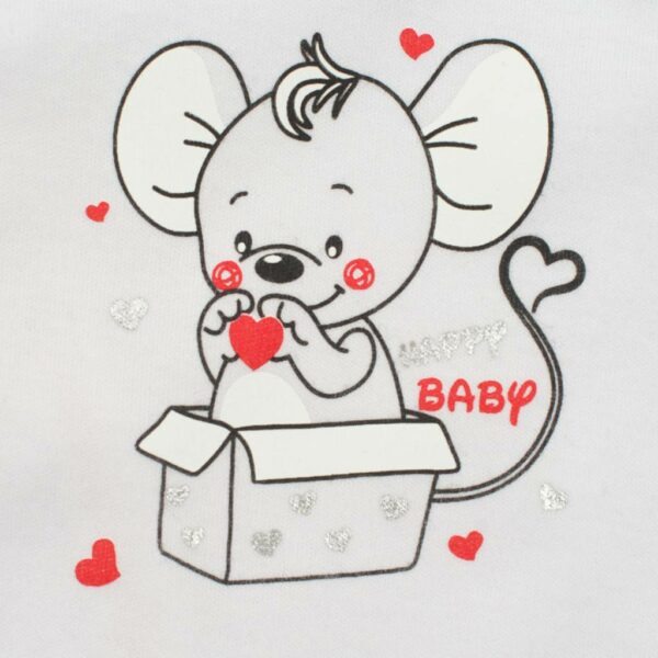 Baby onesie - White - Mouse illustratie - Maat 86 (12-18 maanden) - Afbeelding 2