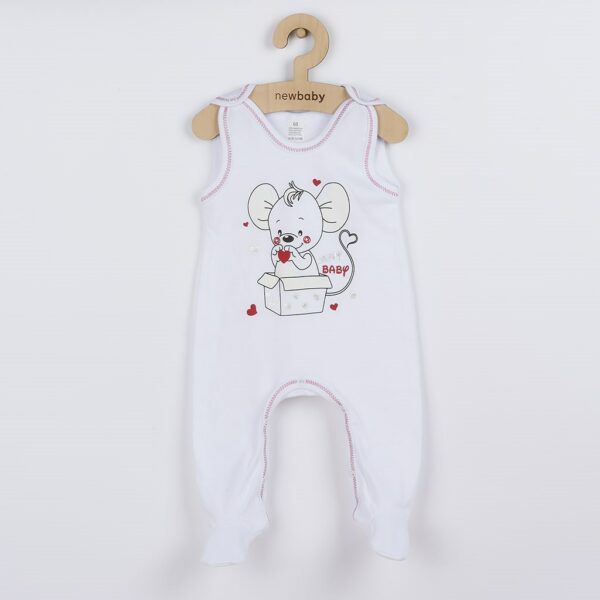 Babyset - Wit - Vestje en romper - Muizenillustratie - Maat 86 (12-18m)