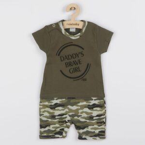 Baby overall - Olijfgroen met camouflage - Korte mouwen