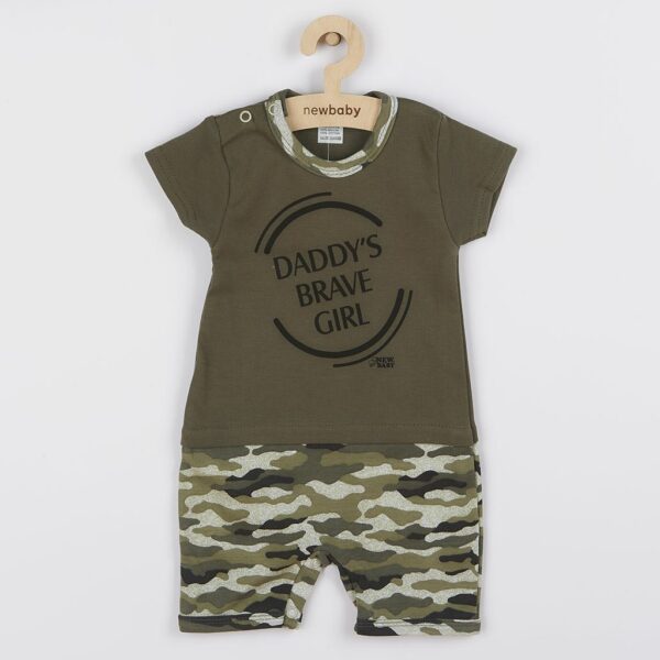 Baby overall - Olijfgroen met camouflage - Korte mouwen