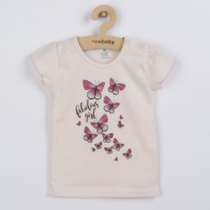 Kinderset - T-shirt met vlinders - Rokje met ruches - Maat 80 (9-12m)