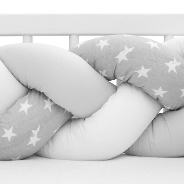 Gevlochten Bedbumper Sterren Grijs/Wit - 100% Katoen - Afbeelding 4