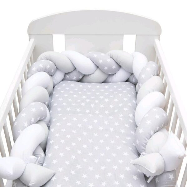Gevlochten Bedbumper Sterren Grijs/Wit - 100% Katoen - Afbeelding 5