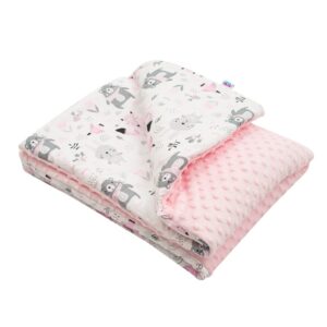 Babydeken Minky/Katoen - Schattige Dieren - 80x102 cm