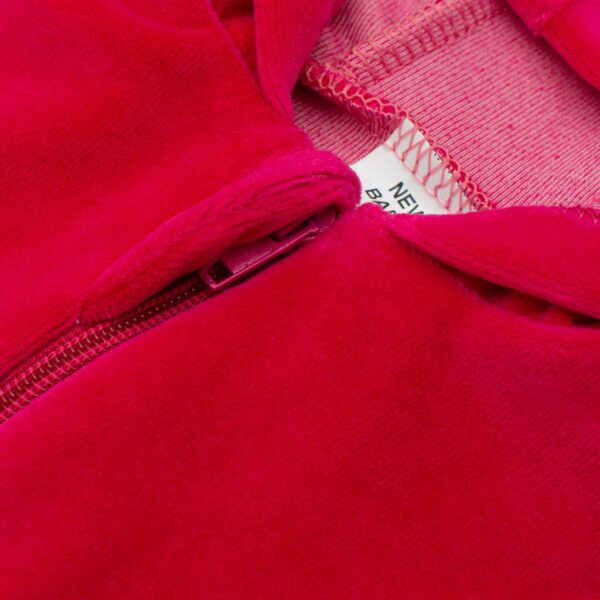 Hoodie - Capuchon - Rits - Donkerroze - Maat 74 (6-9 maanden) - Afbeelding 3