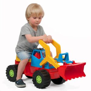 Loopauto graafmachine - blauw bouwvoertuig 74 cm
