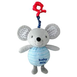 Muis knuffel - Lichtblauw met strepen - Baby speelgoed
