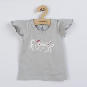 Baby kleding - 2-delige set - Grijs T-shirt met bloemen