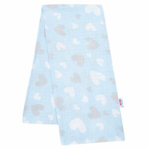 Hydrofiele Doek Lichtblauw met Hartjes Print 100% Katoen
