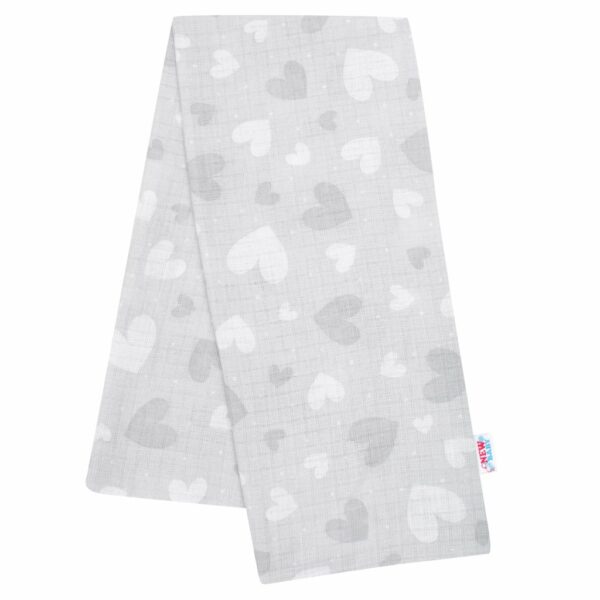 Hydrofiele doek - Lichtgrijs - Hartjespatroon - Zacht