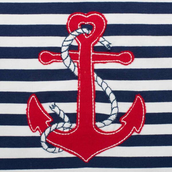 Baby Romper - Gestreept - Marineblauw met Rood-Anker - Maat 56 (0-3 maanden) - Afbeelding 2