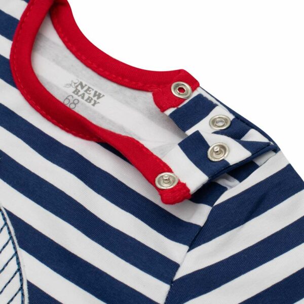 Boys summer jumpsuit - maat 56 (0-3 maanden) - blauw-witte strepen - Afbeelding 2