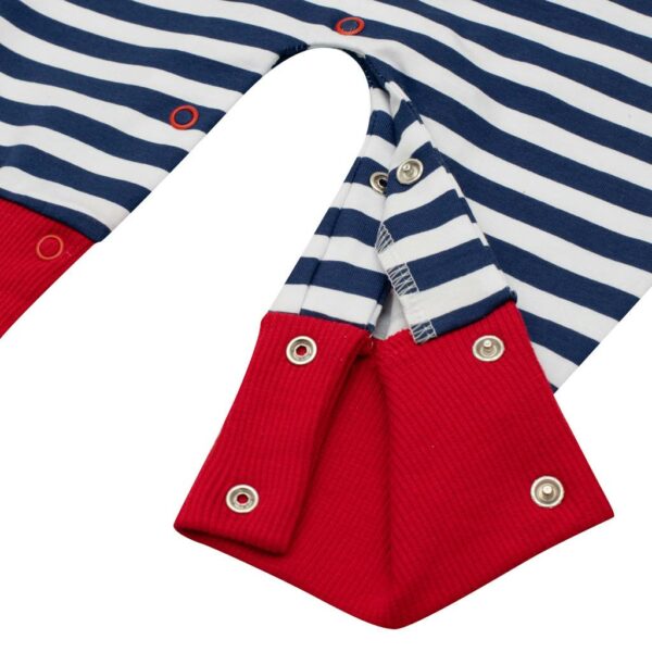 Boys summer jumpsuit - maat 56 (0-3 maanden) - blauw-witte strepen - Afbeelding 3