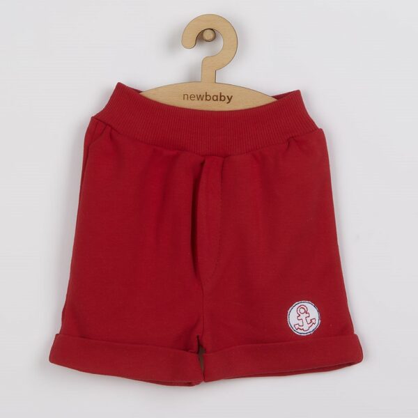 Baby set - T-shirt en korte broek - gestreept en effen rood - Afbeelding 2