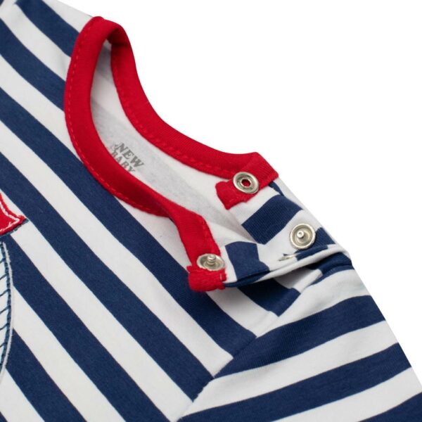 Baby set - T-shirt en korte broek - gestreept en effen rood - Afbeelding 3