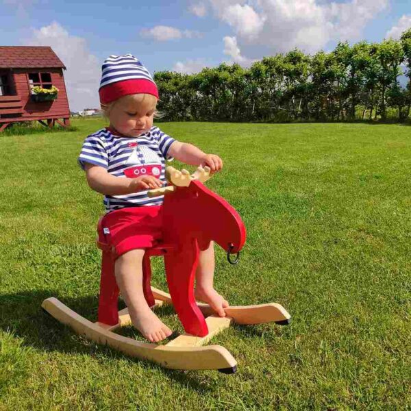 Baby set - T-shirt en korte broek - gestreept en effen rood - Afbeelding 4