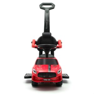 Kinderloopauto - Glanzend rood - Ergonomische duwstang