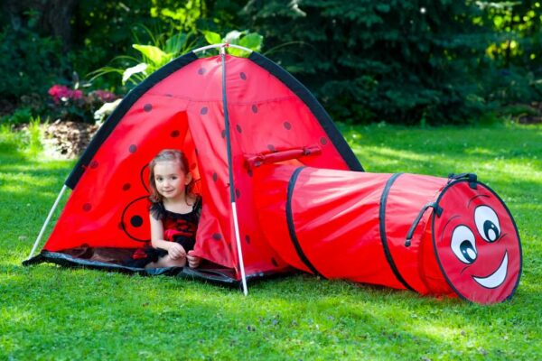 Kindertent Lieveheersbeestje Rood met Tunnel - Afbeelding 3
