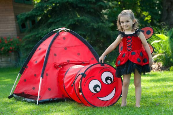 Kindertent Lieveheersbeestje Rood met Tunnel - Afbeelding 5