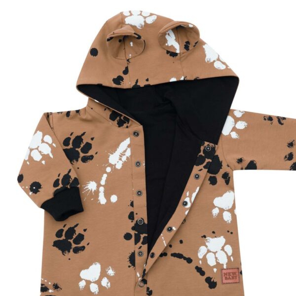 Kinderonesie - Bruin met verfspatten - Capuchon met oortjes - Afbeelding 2