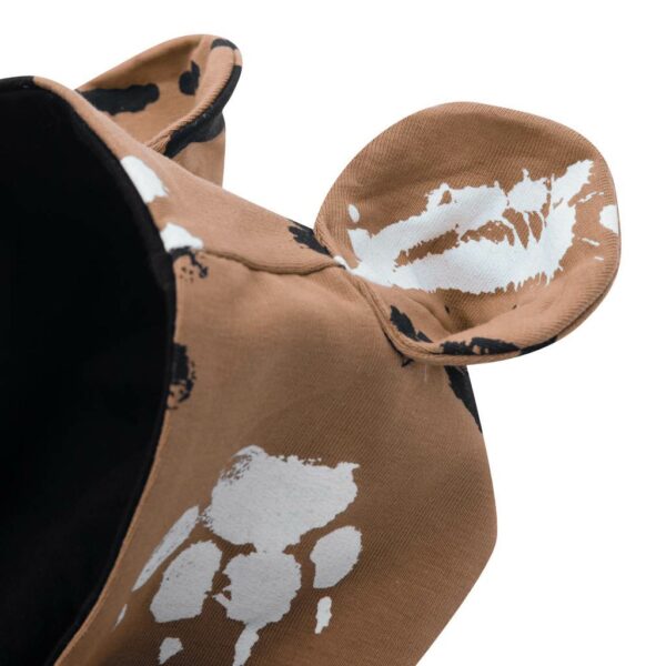 Kinderonesie - Bruin met verfspatten - Capuchon met oortjes - Afbeelding 4