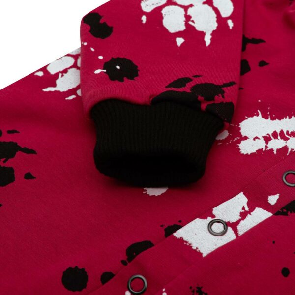 Overalls - Katoenen kinderonesie - Bordeauxrood met verfspatten - Afbeelding 3