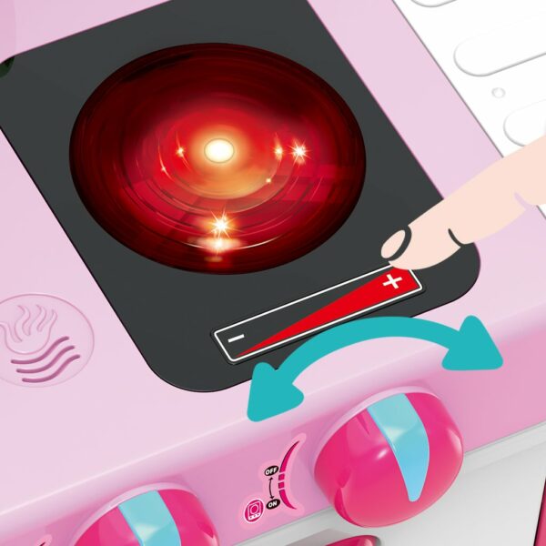 Roze en Witte Speelgoedkeuken met Theeset en Gereedschap - Afbeelding 3