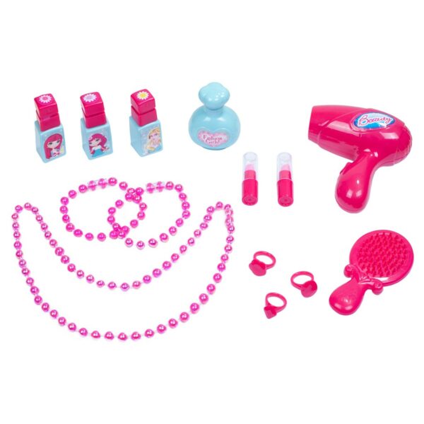 Roze Kinderkaptafel met Spiegel en Make-up Accessoires - Afbeelding 2